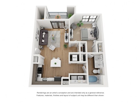 bedroom floor plan at the approach at The Parker Austin, Pflugerville, 78660